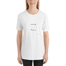 Load image into Gallery viewer, earth spells heart,   white short-sleeve Unisex T-Shirt