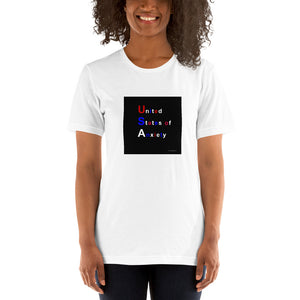 United States of Anxiety,  white short-sleeve Unisex T-Shirt