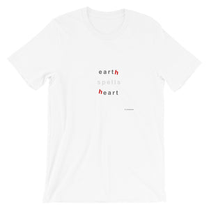 earth spells heart,   white short-sleeve Unisex T-Shirt